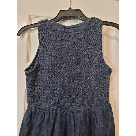 Calvin Klein Jeans Denim Dress Smocked Bodice A-Line Skirt Sleeveless Size Small - Picture 5 of 5